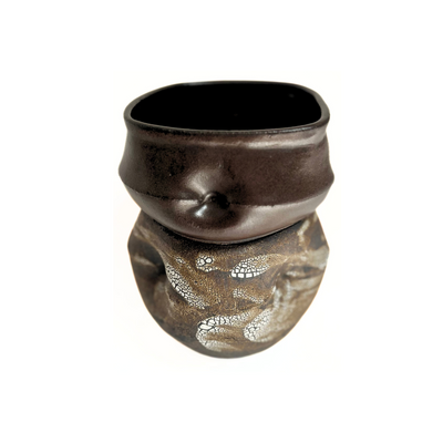 Dark Crackle Vase by Marlon Marinero